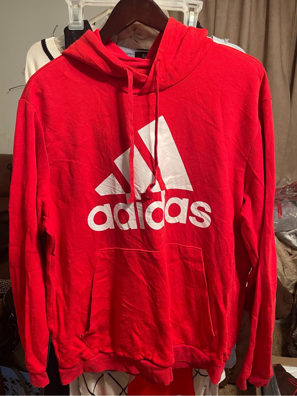 adidas Red Hoodie with White Logo